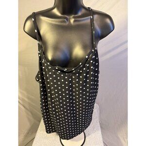 Rue + Womens Polka‎ Dot Black white Cami Camisole Strappy Plus 3X Retro